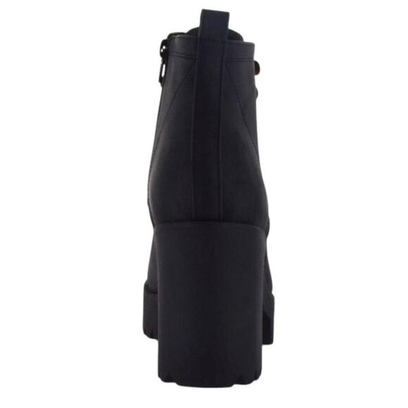 NWB - Seven7 Flatiron Platform Combat Boots Black w/ Yellow Laces, Women's 9 - Picture 6 of 11